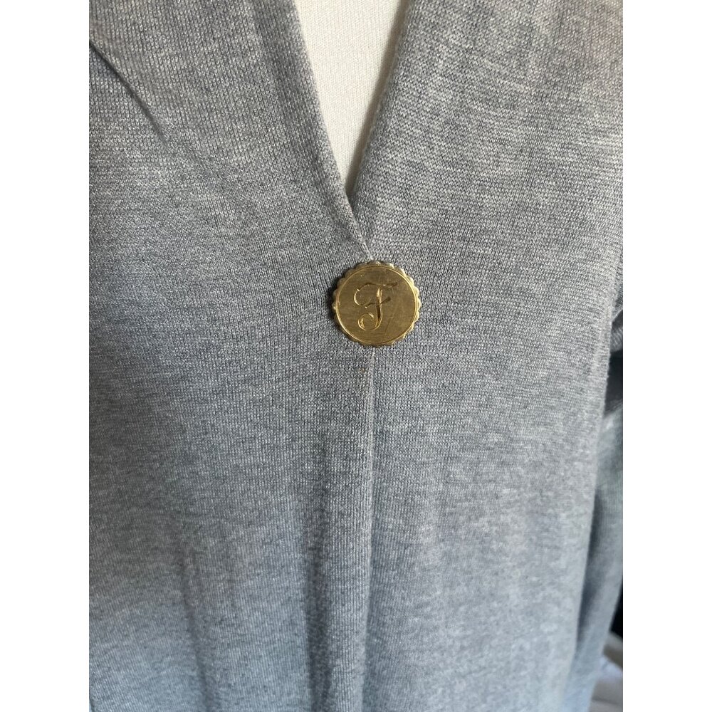 F Monogram Vintage Brooch Gold Tone Elegant Scalloped Edges Circle Round 1” - Picture 6 of 7